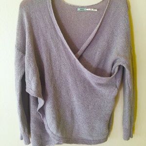 crossover knit sweater
